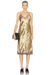 Bottega Veneta Liquid Metal Charmeuse Dress In Gold