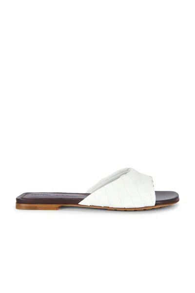 Bottega Veneta Livia Flat Sandal In Alabaster & Cioccolato