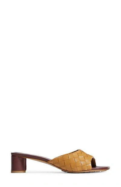 Bottega Veneta Livia Infilato Intrecciato Slide Sandal In Brown