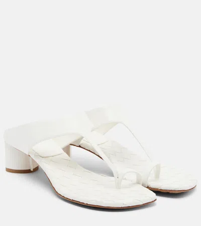 Bottega Veneta 40mm Livia Leather Kitten-heel Thong Sandals In White