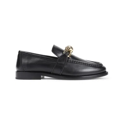 Bottega Veneta Astaire Leather Loafers Gold Detail In Black