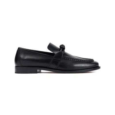 Bottega Veneta Black Knotted Leather Loafers