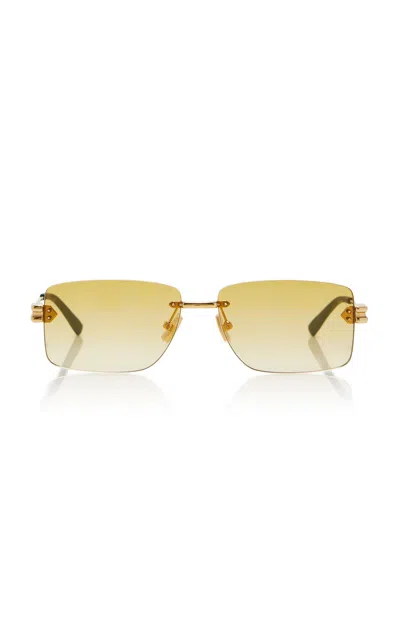 Bottega Veneta Lock Metal Sunglasses In Yellow