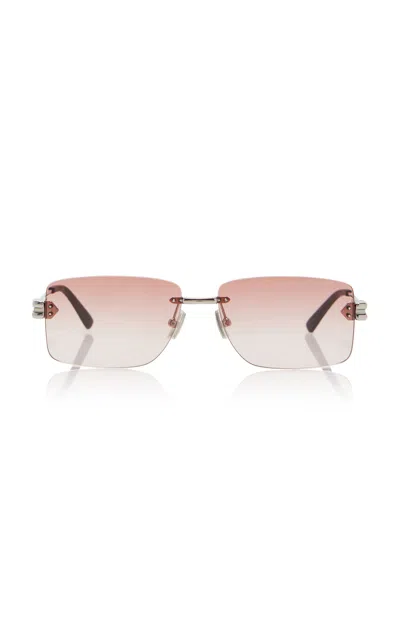 Bottega Veneta Lock Metal Sunglasses In Red