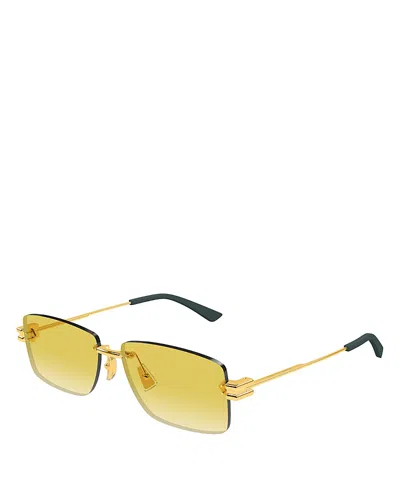 Bottega Veneta Lock Rectangle Sunglasses, 58mm In Gold