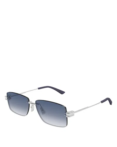 Bottega Veneta Lock Rectangle Sunglasses, 58mm In Silver