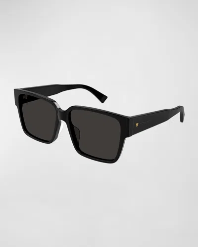 Bottega Veneta Logo Acetate Square Sunglasses In Black