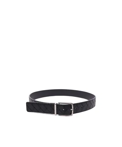 Bottega Veneta Logo Belt In Black