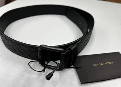 Bottega Veneta Intrecciato Buckle Belt In Black