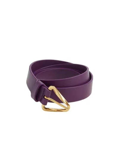 Bottega Veneta Logo Belt In Purple