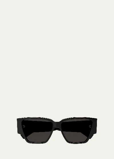 Bottega Veneta Logo Black Acetate Butterfly Sunglasses