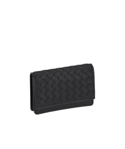 Bottega Veneta Logo Business Card Holder In Black
