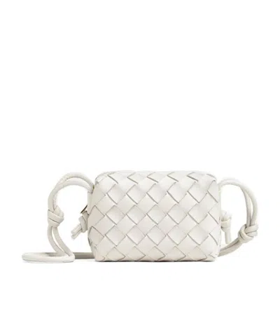 Bottega Veneta Logo Camera Shoulder Bag In White