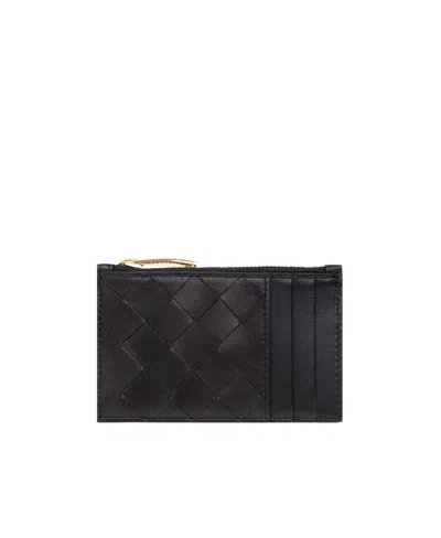 Bottega Veneta Logo Card Bag In Black