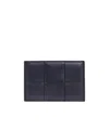 Bottega Veneta Rectangular Design Leather Card Holder In Black