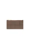 Bottega Veneta Logo Card Bag In Brown