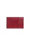 Bottega Veneta Logo Card Holder In Red