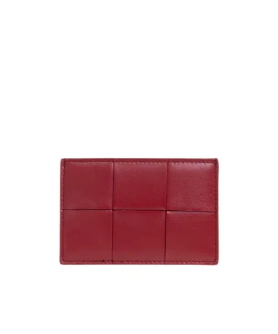Bottega Veneta Logo Card Holder In Red