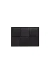 Bottega Veneta Rectangular Design Leather Card Holder In Black
