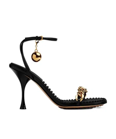 Bottega Veneta Logo Chain High-heeled Sandals In Black