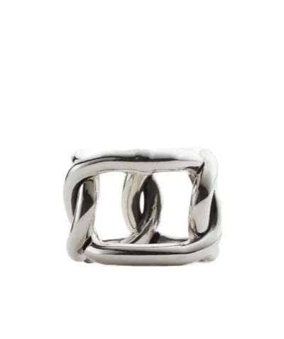 Bottega Veneta Logo Chain Ring In Gray