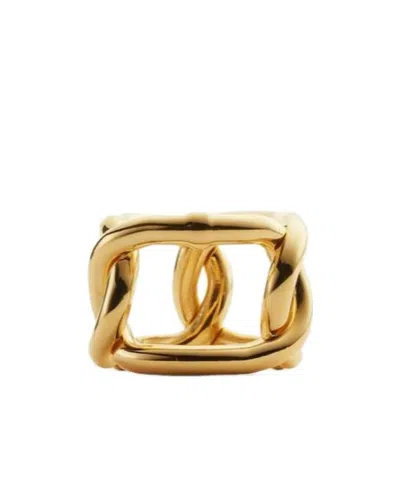 Bottega Veneta Logo Chain Ring In Yellow