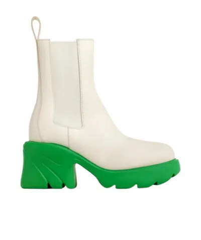 Bottega Veneta Logo Chelsea Short Boots In White
