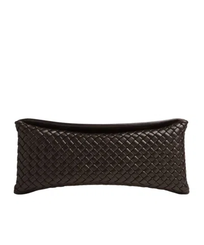 Bottega Veneta Logo Clutch In Black