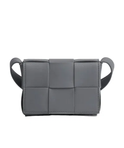 Bottega Veneta Logo Cross-body Bag In Gray
