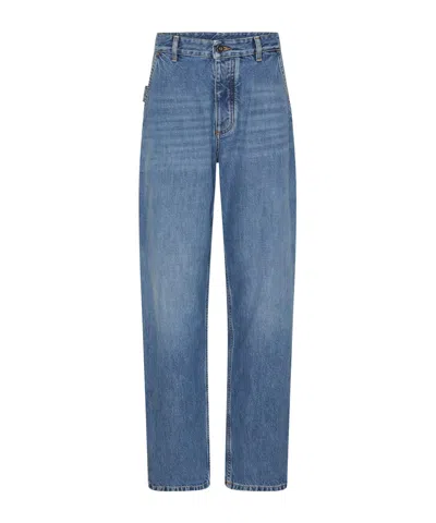 Bottega Veneta Logo Denim Pants In Blue
