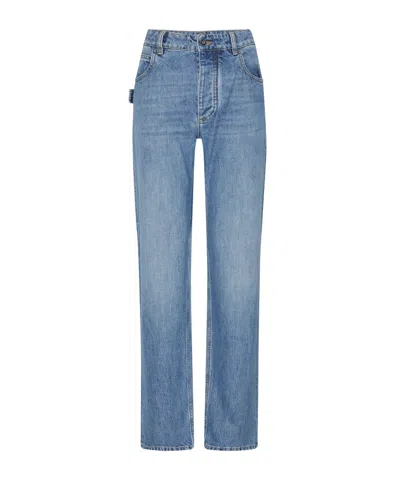 Bottega Veneta Logo Denim Pants In Blue