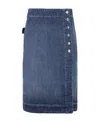 Bottega Veneta Knee-length Buttoned Denim Skirt In Blue
