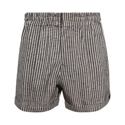 Pre-owned Bottega Veneta Logo Detailed Checkered Shorts 'talc/brown/black' | Men's Size Xl