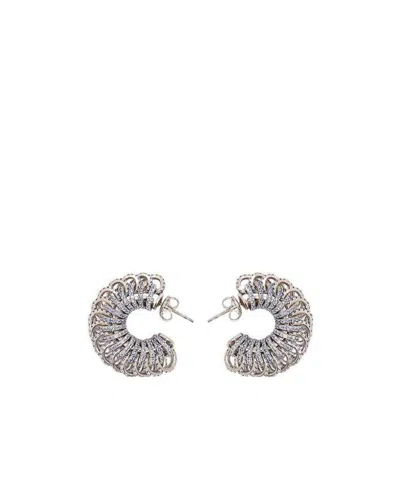 Bottega Veneta Logo Details Earrings In Blue