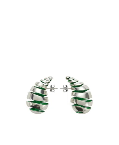 Bottega Veneta Logo Details Earrings In White