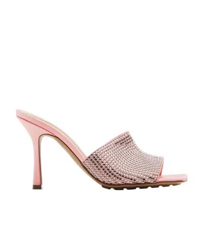 Bottega Veneta Logo Diamond Pendant High-heeled Sandals In Pink