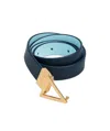 Bottega Veneta Logo Double-sided Triangular Buckle Belt In Blue