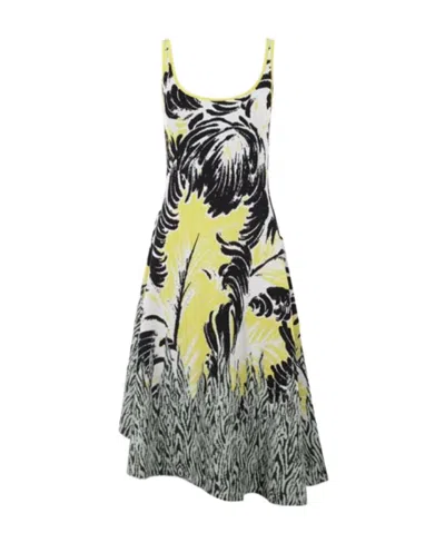 BOTTEGA VENETA BOTTEGA VENETA GRAPHIC PRINTED ASYMMETRIC MIDI DRESS