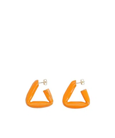 Bottega Veneta Logo Earring In Orange