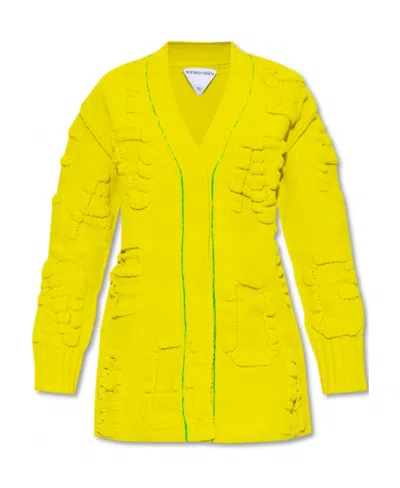 Bottega Veneta Logo-embossed Knitted Jacket In Yellow