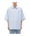 Bottega Veneta Cotton Linen Check Overshirt In White