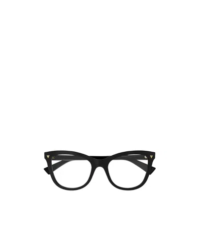 Bottega Veneta Logo-engraved Cat-eye Glasses In Black