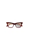 Bottega Veneta Classic Recycled Acetate Cat Eye Brille In Havana/transparent