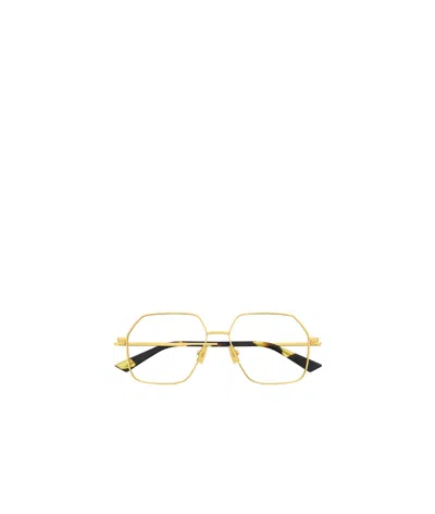 Bottega Veneta Bv1332o Glasses In Gold-gold-transparent