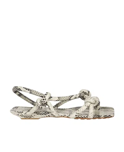 Bottega Veneta Logo Flat Sandals In Gray