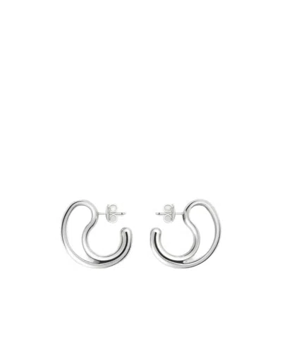 Bottega Veneta Logo Frilly Large Earrings In White