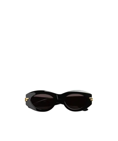 Bottega Veneta Mitre Oval-framed Sunglasses In Black