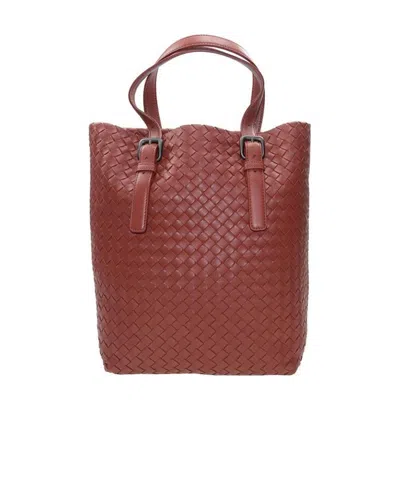 Bottega Veneta Logo Handbag In Red