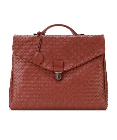 Bottega Veneta Logo Handbag In Red