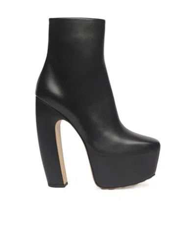 Bottega Veneta Logo High-heeled Boots In Black
